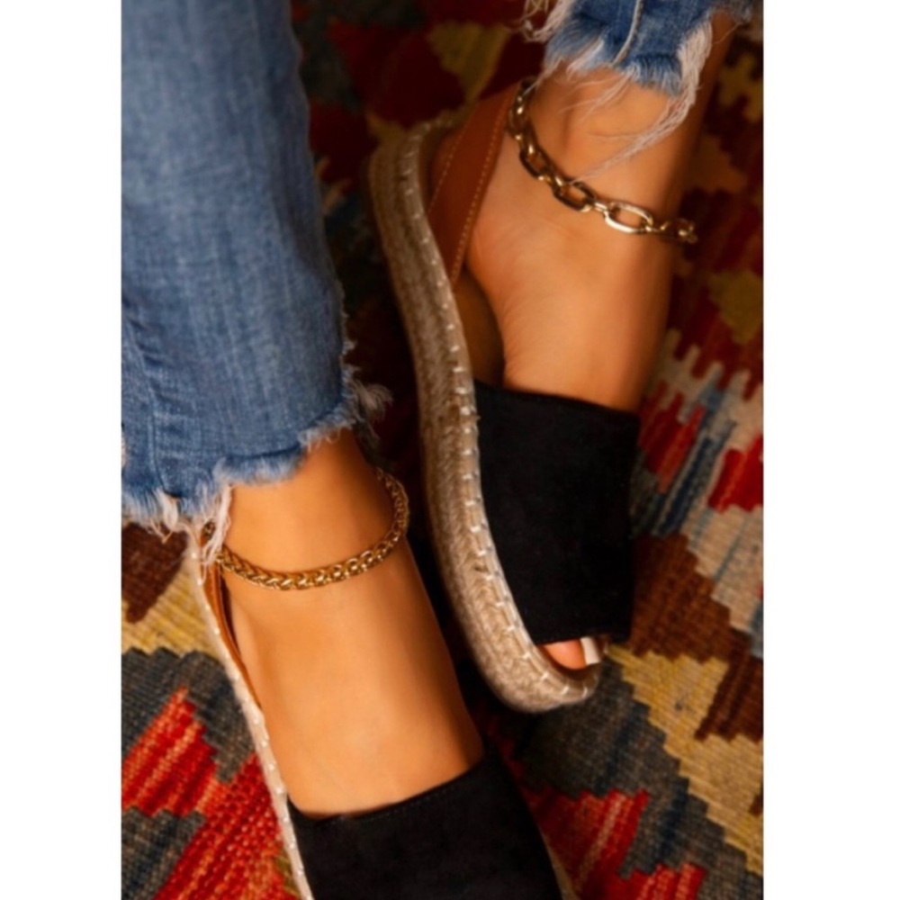 Black Espadrille Slingback Sandals